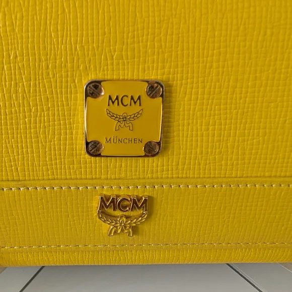 MCM Visetos Long Wallet in Rare Lemon Yellow
